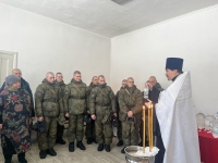 Чин Великого освящения воды в воинской часовне на территории вертолётного полка