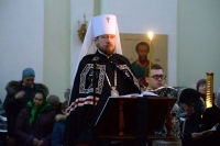 Во вторник первой седмицы Великого поста митрополит Владимир совершил великое повечерие с чтением Великого покаянного канона преподобного Андрея Критского в храме святой преподобномученицы Елизаветы