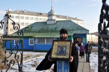 Путешествие иконы Божией Матери "Умягчение злых сердец" по приходам Приамурской митрополии.Бикин. 14 ноября 2011г.