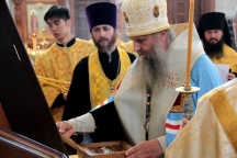 Встреча ковчега с частицей мощей святого благоверного князя Александра Невского в главном храме края. 16 июля 2021 г.
